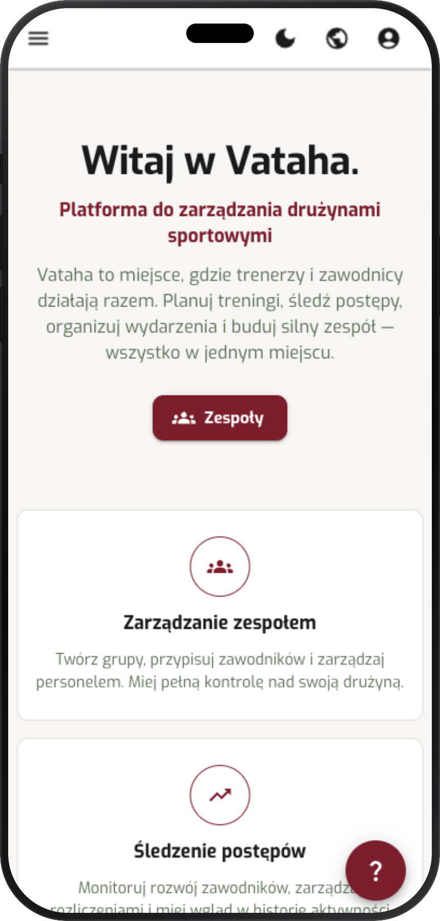 Ekran aplikacji Vataha